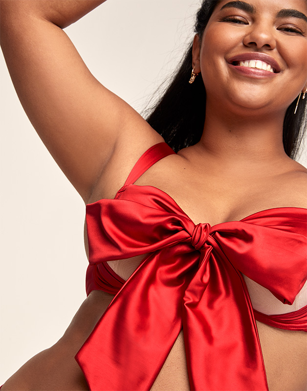 Adore Me Gynger Unlined Bow Wrap Bra XS Red Unlined Balconette Open Cup  Satin L3 - AbuMaizar Dental Roots Clinic